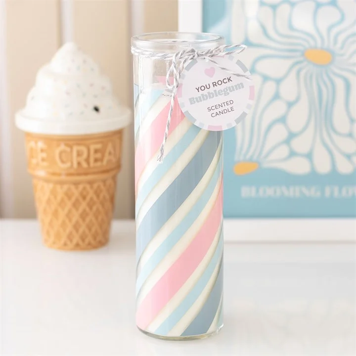 Bubblegum Scented Striped Tube Candle