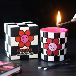 Coconut Rose Scented Checkered Candle